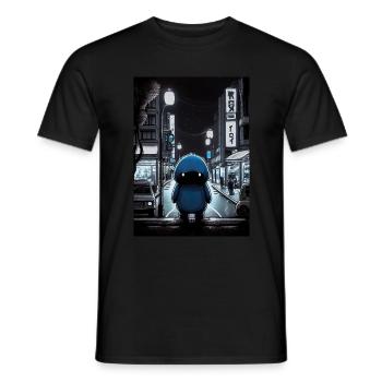 Anime Art | Cute Blue Monster - Männer T-Shirt - Schwarz - Vorne - AI Model Male 178 light (178cm)