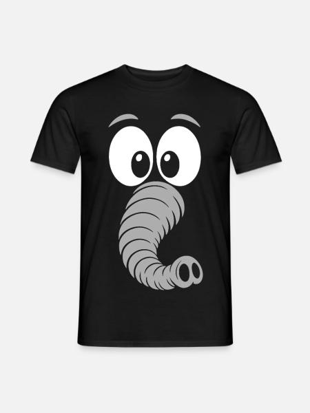 Elefant | Big Face Kostüm Karneval Verkleidung - Männer T-Shirt - Schwarz