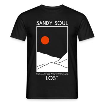 Sand deserts / sand dunes with red sun - Men's T-Shirt - black - Front - AI Model Male 178 light (178cm)