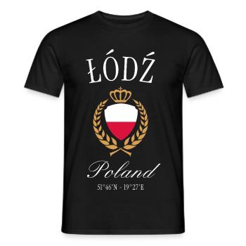 Łódź Polen Wappen Krone – Reise Souvenir - Männer T-Shirt - Schwarz - Vorne - AI Model Male 178 light (178cm)