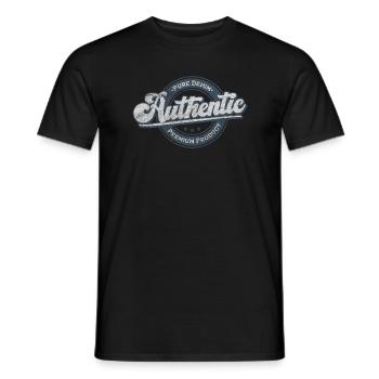 Produit premium pur denim authentique rétro bleu - T-shirt homme - noir - Devant - AI Model Male 178 light (178cm)