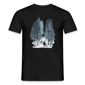 Skilanglauf, Langlaufen, Biathlon, Wintersport - Männer T-Shirt - Schwarz - Vorne - AI Model Male 178 light (178cm)