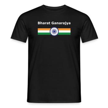 Bharat Ganarajya - Fahne und Wappen - Männer T-Shirt - Schwarz - Vorne - AI Model Male 178 light (178cm)