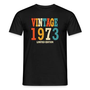 50 anniversaire 50 ans nés en 1973 - T-shirt homme - noir - Devant - AI Model Male 178 light (178cm)