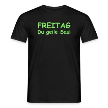 Freitag du geile Sau | Bier, Party, feiern - Männer T-Shirt - Schwarz - Vorne - AI Model Male 178 light (178cm)