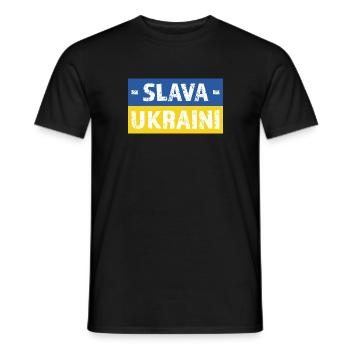 Slava Ukraini drapeau ukrainien - T-shirt homme - noir - Devant - AI Model Male 178 light (178cm)