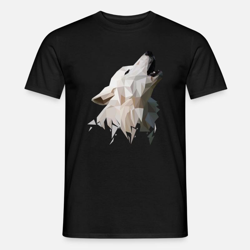 Wolf Polygon Modern - Männer T-Shirt - Schwarz