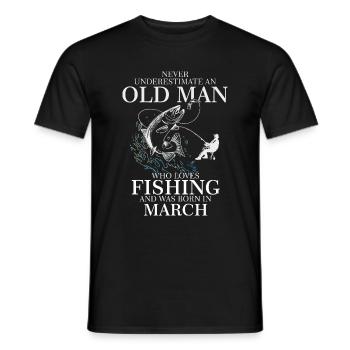 Birthday Angler Shirt alter Mann März geboren - Männer T-Shirt - Schwarz - Vorne - AI Model Male 178 light (178cm)