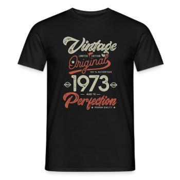 1973 anniversaire vintage 50 ans - T-shirt homme - noir - Devant - AI Model Male 178 light (178cm)