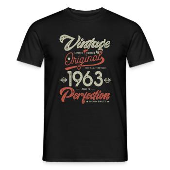 1963 anniversaire vintage 60 ans - T-shirt homme - noir - Devant - AI Model Male 178 light (178cm)