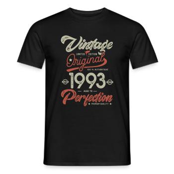 1993 anniversaire vintage - T-shirt homme - noir - Devant - AI Model Male 178 light (178cm)