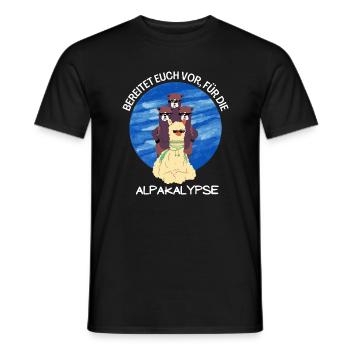 Apalkalypse - Ein lustiges Wortspiel mit Alpakas - Männer T-Shirt - Schwarz - Vorne - AI Model Male 178 light (178cm)