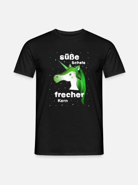 grünes Einhorn frecher süß - Männer T-Shirt - Schwarz