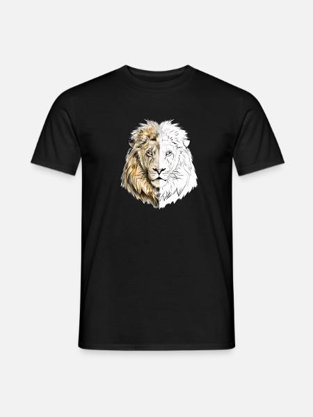 Ein Löwe gezeichnet in Gold und Weiß - Männer T-Shirt - Schwarz