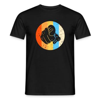 Index, poing, main, poing, rétro - T-shirt homme - noir - Devant - AI Model Male 178 light (178cm)