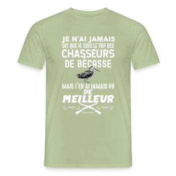Chasse à la bécasse, chasseur de bécasse - T-shirt homme - vert sauge - Devant - AI Model Male 178 light (178cm)