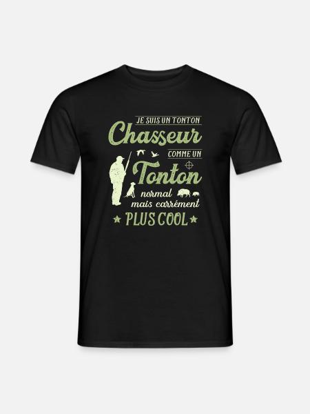 Tonton Chasseur Humour Chasse Chassé Chasser - T-shirt homme - noir