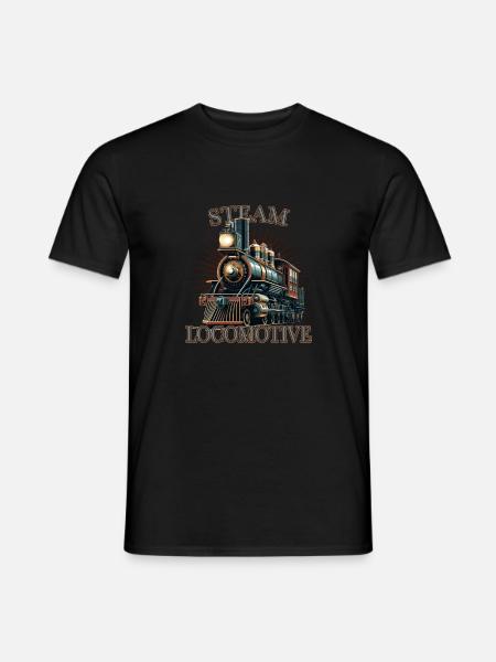 Dampflok nostalgische Eisenbahn Dampfmaschine - Männer T-Shirt - Schwarz