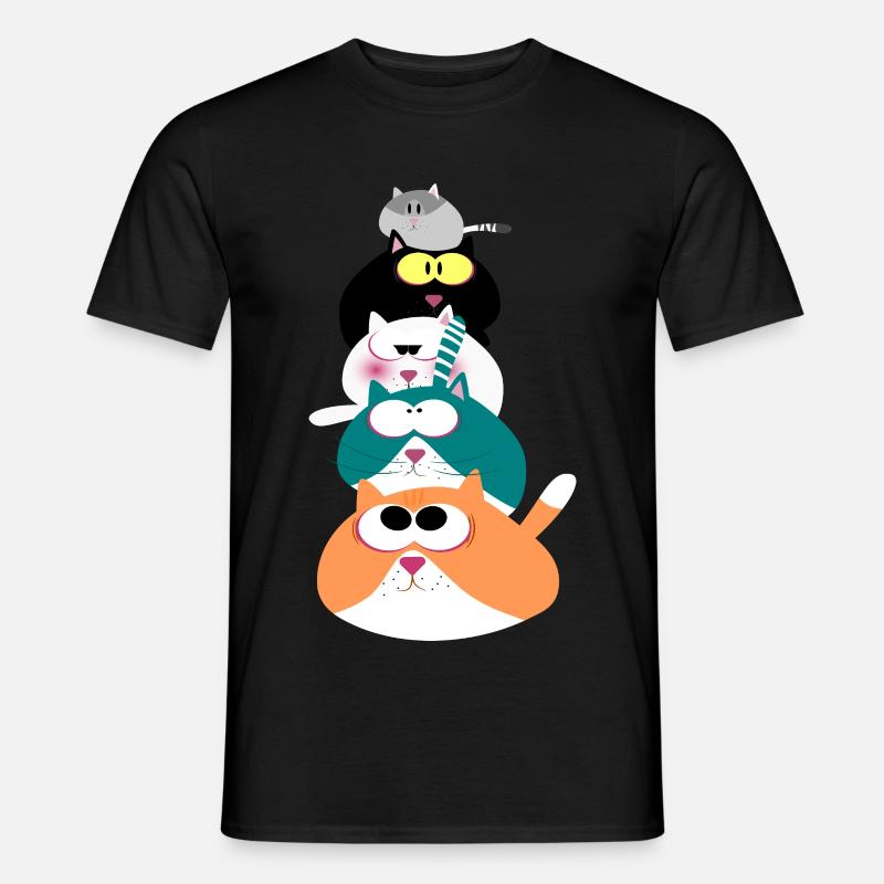 Katzen - Männer T-Shirt - Schwarz
