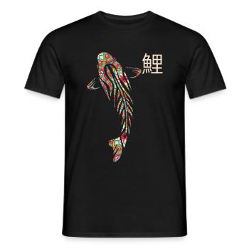 Koi Carpes mosaïque Mandala - T-shirt homme - noir - Devant - AI Model Male 178 light (178cm)