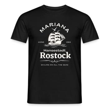 Rostock Hansestadt-Mariana- Schiff & Möwen-Hanse - Männer T-Shirt - Schwarz - Vorne - AI Model Male 178 light (178cm)