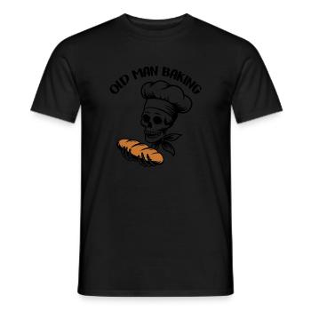 Funny Baker Skull with Bread. Old man bakes - Men's T-Shirt - black - Front - AI Model Male 178 light (178cm)