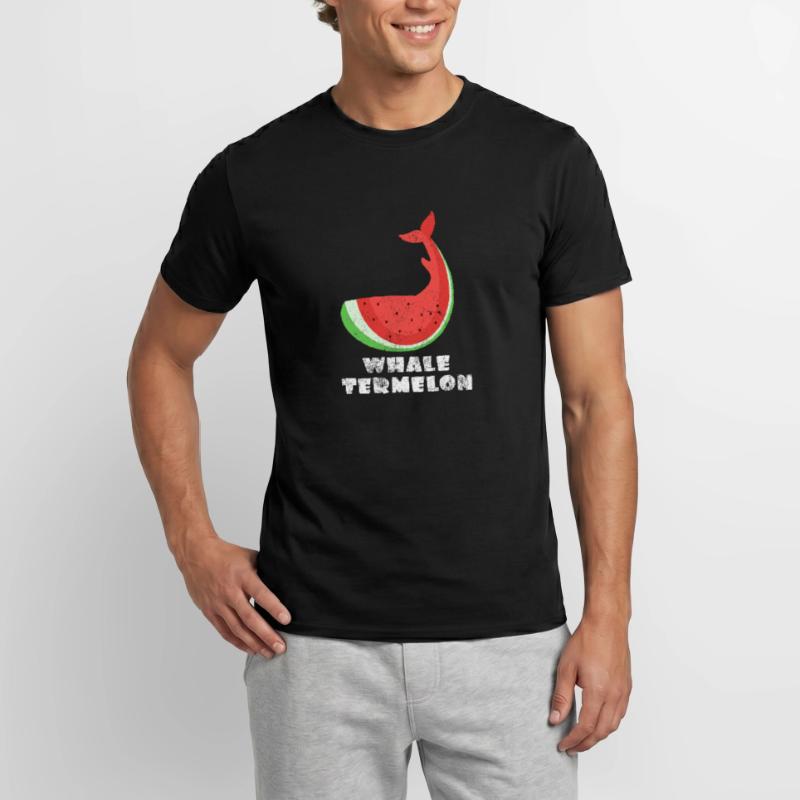 Idée de cadeau d'art abstrait de baleine de pastèque T-shirt homme