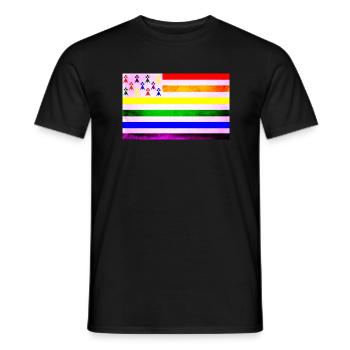 Drapeau Bretagne Gay - T-shirt homme - noir - Devant - AI Model Male 178 light (178cm)