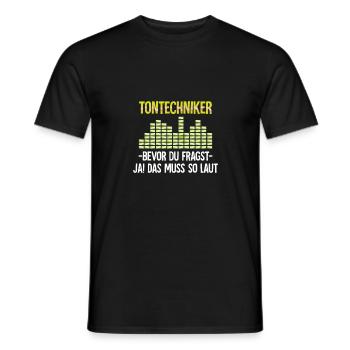 Ingénieur du son I technologie événementielle - T-shirt homme - noir - Devant - AI Model Male 178 light (178cm)