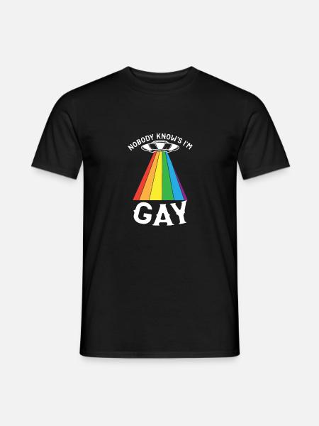 Nobody knows Im gay - gay lesbian - Men's T-Shirt - black