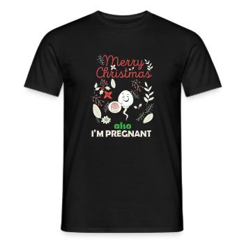 Merry Christmas & Pregnant - Geburt - Männer T-Shirt - Schwarz - Vorne - AI Model Male 178 light (178cm)