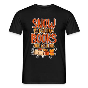 Snow Is Falling Books Are Calling 2 - Männer T-Shirt - Schwarz - Vorne - AI Model Male 178 light (178cm)
