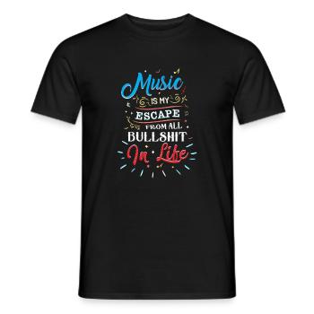 La musique est ma fuite de toute connerie - T-shirt homme - noir - Devant - AI Model Male 178 light (178cm)