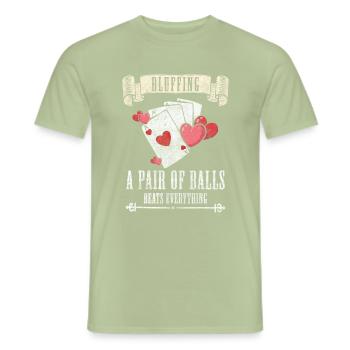 Jeu de cartes Card Blackjack All In - T-shirt homme - vert sauge - Devant - AI Model Male 178 light (178cm)