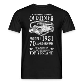 Vintage Oldtimer 1951 70. Geburtstag Geschenk - Männer T-Shirt - Schwarz - Vorne - AI Model Male 178 light (178cm)