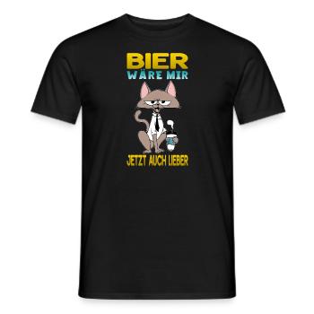 Bier Wäre Mir ich jetzt auch lieber Humor Katzen - Männer T-Shirt - Schwarz - Vorne - AI Model Male 178 light (178cm)