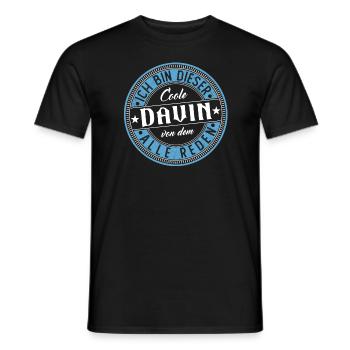 Davin Geschenkidee Geschenk Geburtstag - Männer T-Shirt - Schwarz - Vorne - AI Model Male 178 light (178cm)