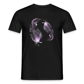 2 pink feathers - Men's T-Shirt - black - Front - AI Model Male 178 light (178cm)