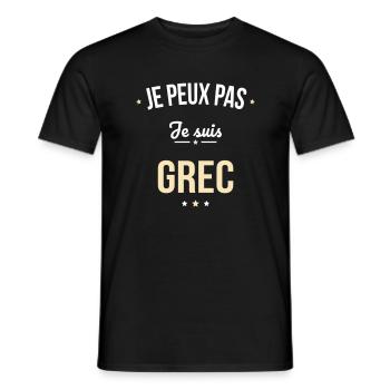 Je peux pas je suis Grec - T-shirt homme - noir - Devant - AI Model Male 178 light (178cm)