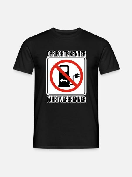 Der echte Kenner fährt Verbrenner / E Auto Sticker - Männer T-Shirt - Schwarz
