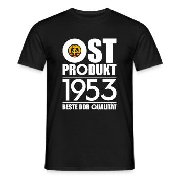 OSTPRODUKT 1953 DDR OSSI 73. GEBURTSTAG - Männer T-Shirt - Schwarz - Vorne - AI Model Male 178 light (178cm)