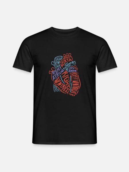 coeur anatomie biologie cadeau aorta battement du cœur - T-shirt homme - noir