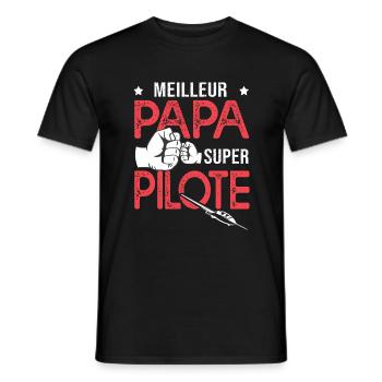 Cadeau papa meilleur papa pilote de planeur - T-shirt homme - noir - Devant - AI Model Male 178 light (178cm)
