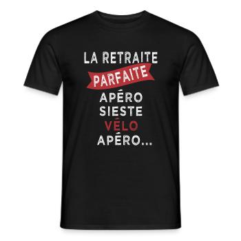retraite parfaite sieste vélo apero - T-shirt homme - noir - Devant - AI Model Male 178 light (178cm)