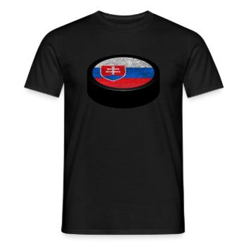 Team Slovakia Hockey Puck - Men's T-Shirt - black - Front - AI Model Male 178 light (178cm)