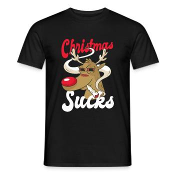 Noël suce - chemise de Noël élan avec fesses - T-shirt homme - noir - Devant - AI Model Male 178 light (178cm)