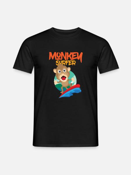 Monkey Surfer Monkey Surfboard Funny Fun Gift - Men's T-Shirt - black