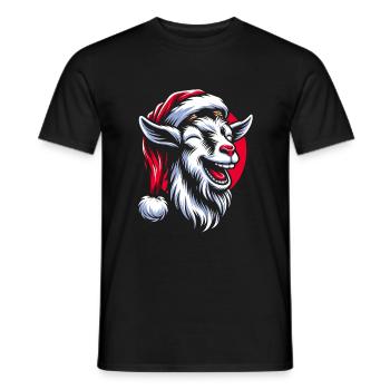 Drôle de chèvre de Noël avec chapeau de Père Noël - T-shirt homme - noir - Devant - AI Model Male 178 light (178cm)