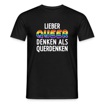 LGBT Spruch Lieber QUEER Denken als querdenken - Männer T-Shirt - Schwarz - Vorne - AI Model Male 178 light (178cm)