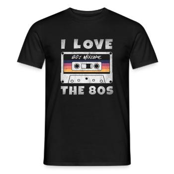 J’aime les années 80 Mixtape de cassette de musique des années 80 - T-shirt homme - noir - Devant - AI Model Male 178 light (178cm)